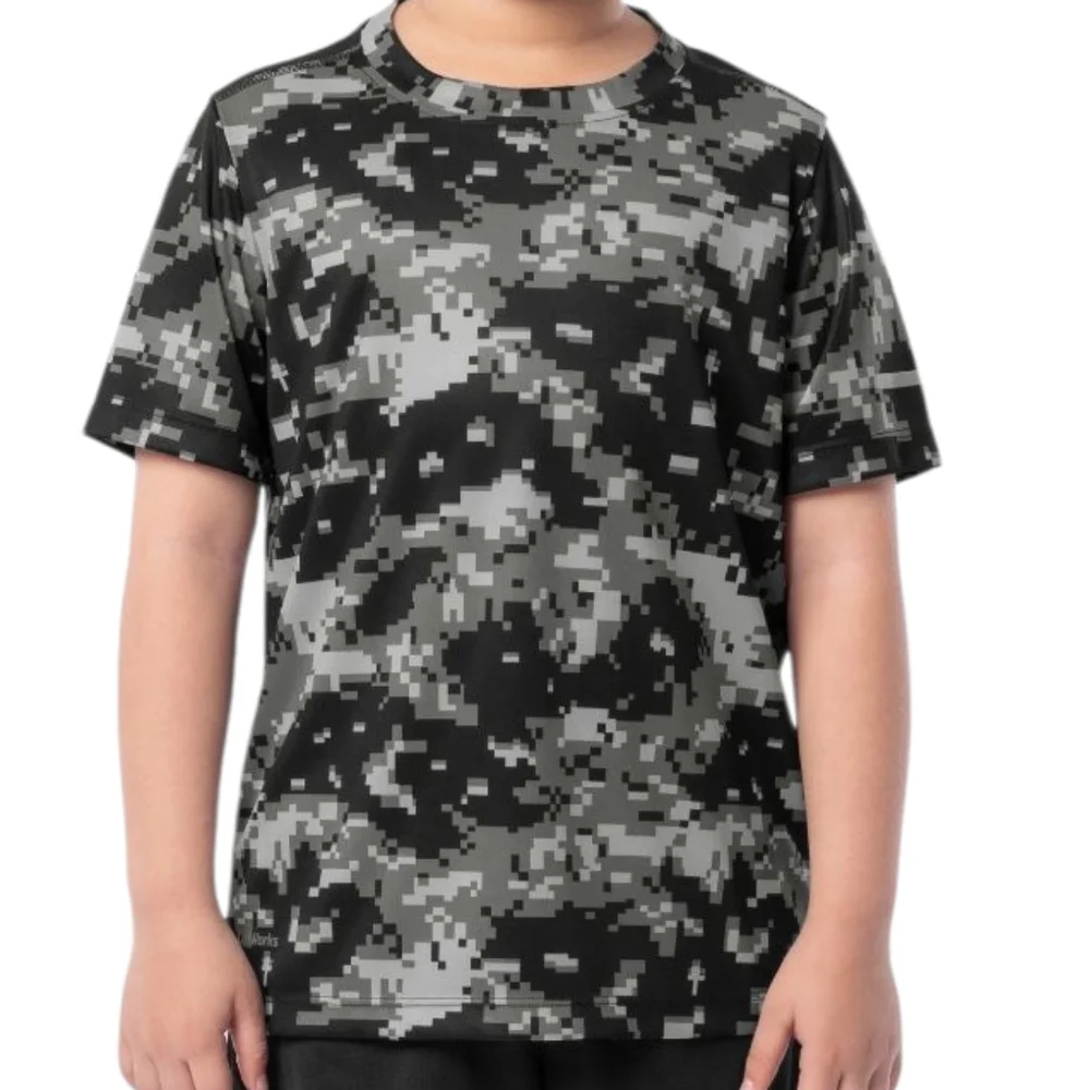 Athletic Works Boys Kids Core Active T-shirt Black Camo Size XL 14-16